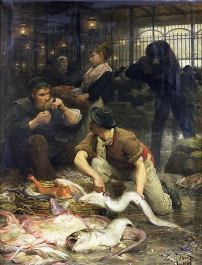 Der Fischmarkt am Morgen, 1880 von Victor Gabriel Gilbert